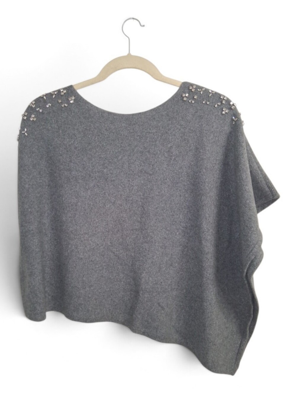 Talbots Gray Embellished Poncho Sweater